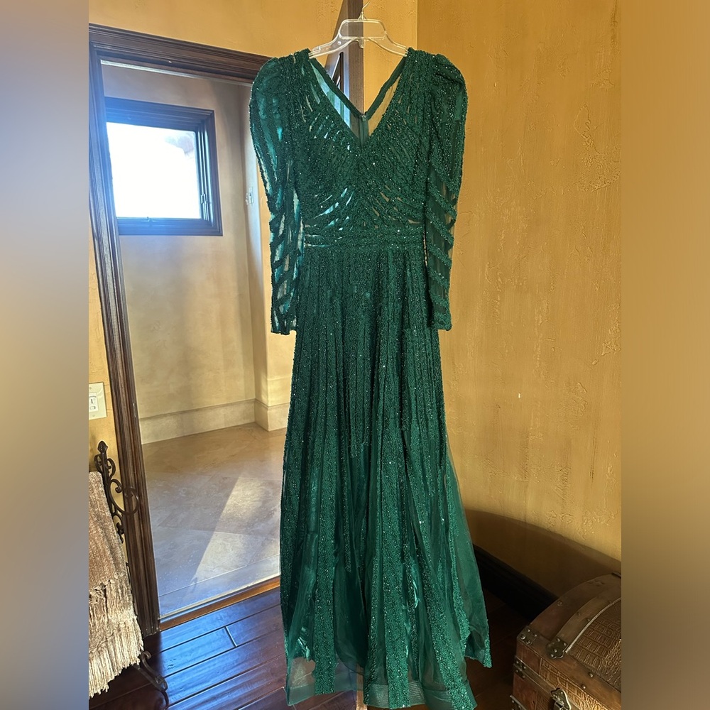Embellishment long sleeve formal gown